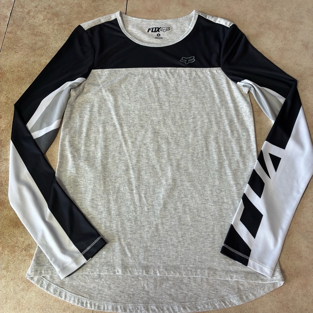 Fox Racing Shirt Women's Grey Black Long Sleeve Moto Jersey Size Small - Picture 5 of 14